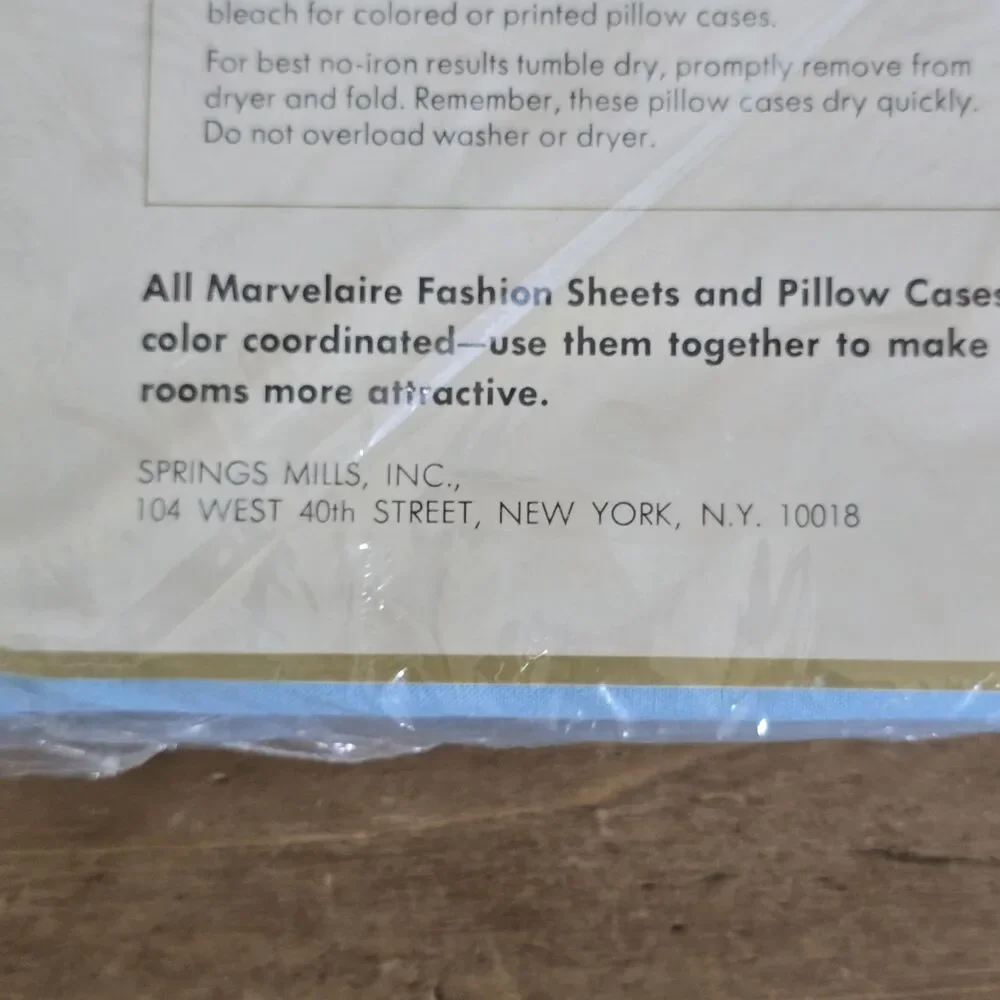 Vintage Marvelaire Springmaid Twin Light Blue Sheet Set Pillowcases No Iron USA